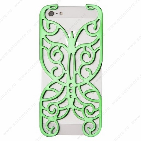 Накладка для iPhone SE/ 5s/ 5C/ 5 в виде бабочки зеленая