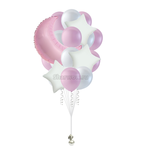 Букет воздушных шаров в розово-белых тонах 