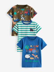 Футболка для мальчика Next E26-082, 3 шт., Хаки, Синий, Молочный