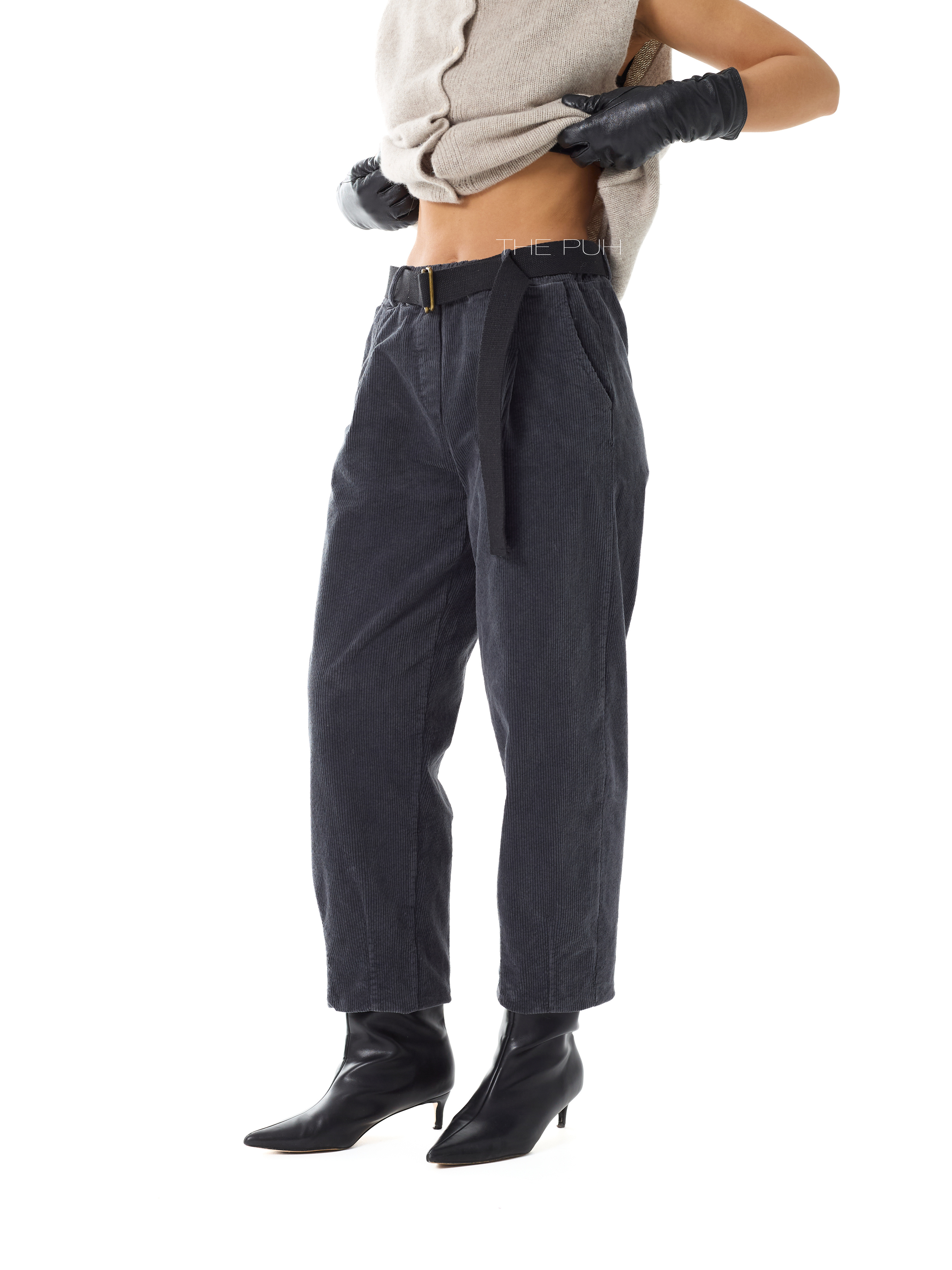 Темно-серые вельветовые брюки