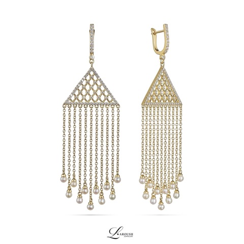 Серьги Амулет Длинные Желтое Золото 25