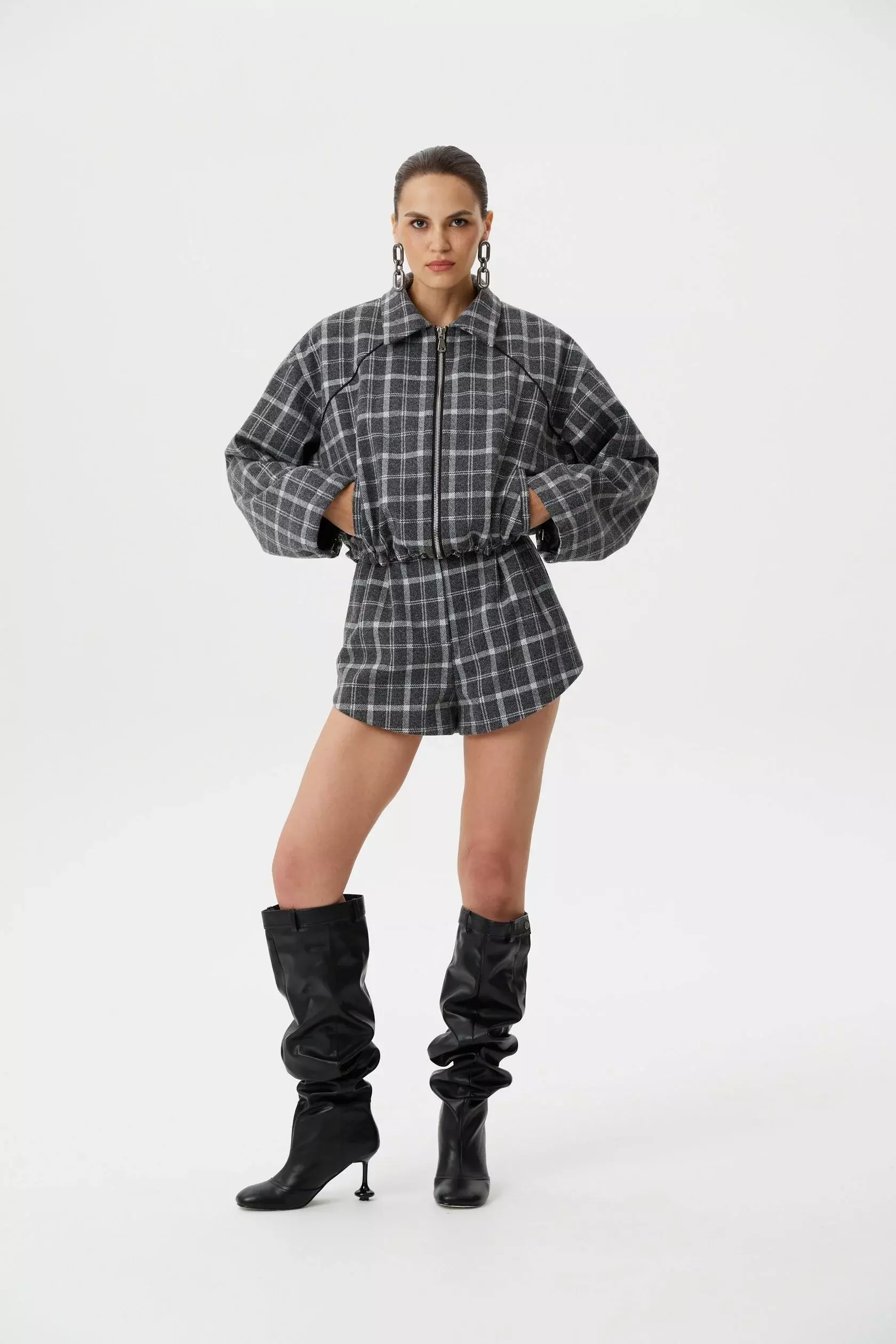 Мини-шорты Check, Серый