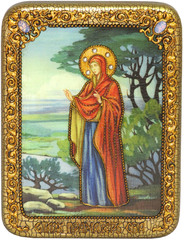 Инкрустированная икона Святая праматерь Ева 20х15см на натуральном дереве, в подарочной коробке