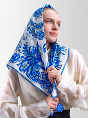 Платок «Гжель» 100% шёлк