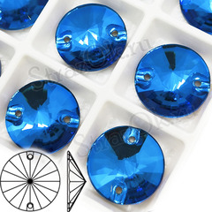 Стразы пришивные Rivoli, Риволи, Круг, Capri Blue,  Капри Блю, небесно-синий купить оптом на StrazOK.ru