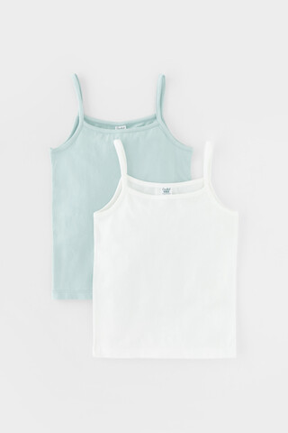 майка  для девочки  К 1187-2уп/голубой опал,сахар