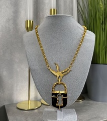 Колье ЗАМОК в клюве птицы в стиле Schiaparelli с черной эмалью