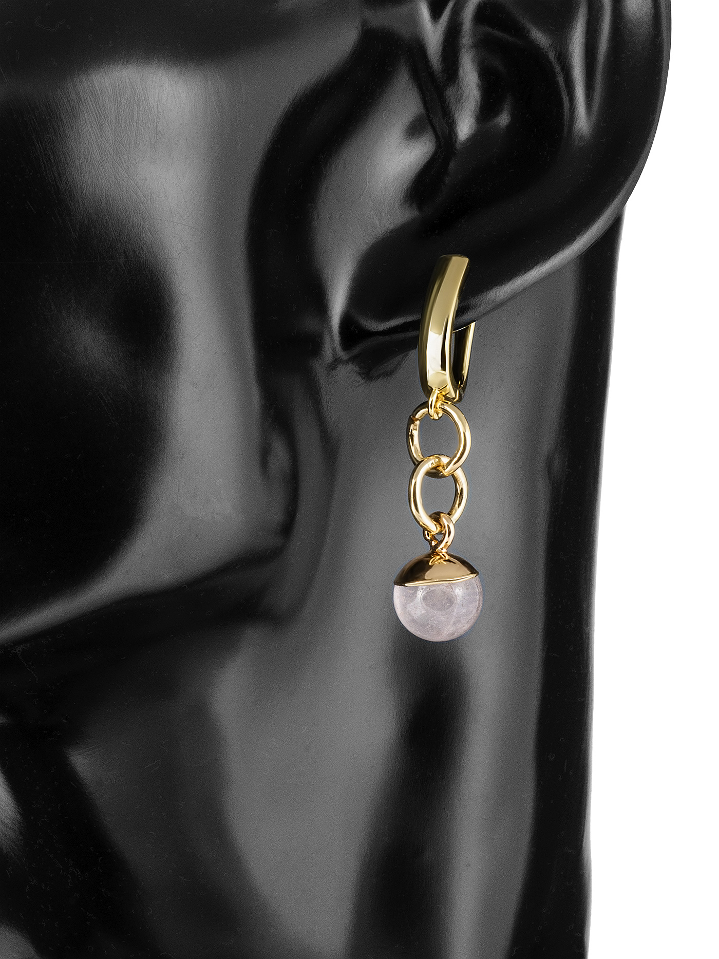Длинные серьги с розовым кварцем