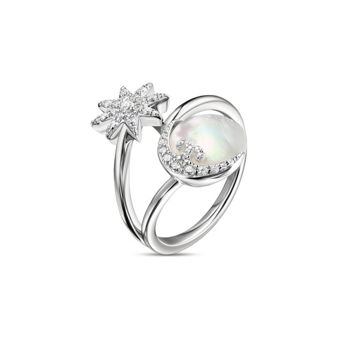 Кольцо Новолуние Звезда Родий