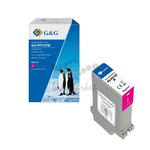 Картридж струйный G&G GG-PFI107M пурпурный (130мл) для Canon imageProGRAF iPF670, 680, 685, 770, 780, 785