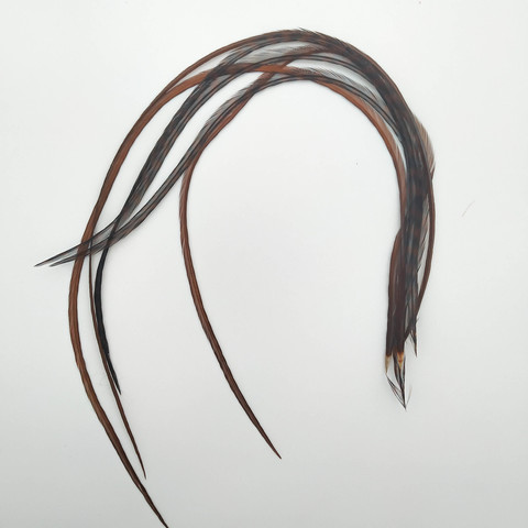 Перья петуха в волосы 25-35 см. 6 шт. (коричневый)