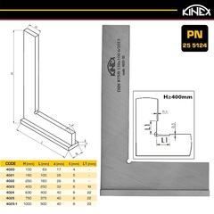 Угольник поверочный 630х400мм (УШ- с упором) PN255124 Kinex 4024