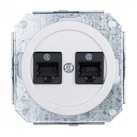 Розетка компьютерная двойная 2хRJ45 6 кат.. Цвет Белый. Fontini Venezia(Фонтини Венезия). 35707052