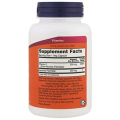 Now Foods, Аскорбил пальмитат, 500 мг, 100 растительных капсул