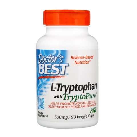 Doctor's Best, L-триптофан с TryptoPure, 500 мг, 90 растительных капсул