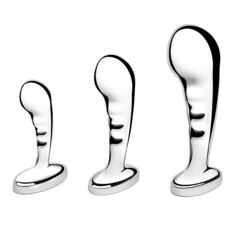 Набор из 3 стальных стимуляторов простаты Stainless Steel P-spot Training Set - 