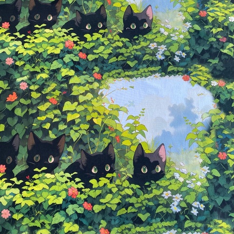 КОТИКИ АНИМЕ, 100% хлопок, Handmade Fabrics