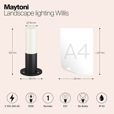 Ландшафтный светильник Maytoni Willis O418FL-01B