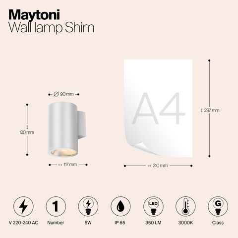 Уличный настенный светодиодный светильник Maytoni Shim O303WL-L5W3K