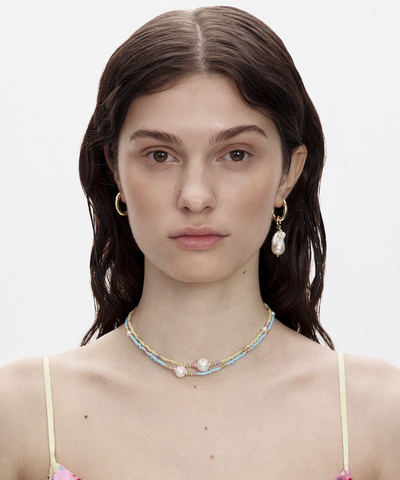 Чокер Pearl Touch Gold-Blue