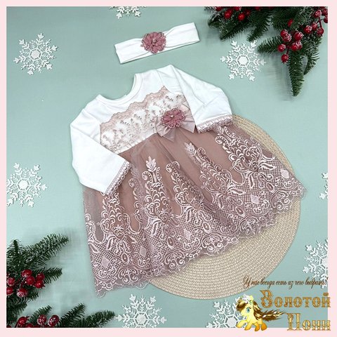 Платье с повязкой детское (68-80) 251030-F1063