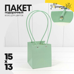 
          Пакет подарочный 15х13х13см Ваза для цветов (Зеленый, Крафт)