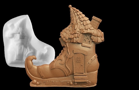 Силиконовый молд № 417 Домик башмак 2 D ( серия домики для гномов и фей)