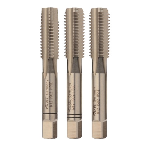 Метчик М12х1,75 (Комплект 3шт) DIN352 HSSE 6h 75мм a=7,0 Volkel 57350