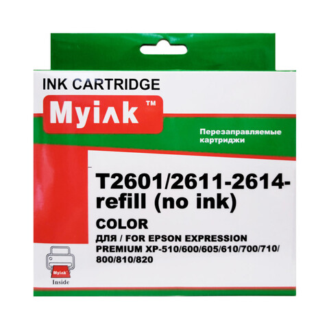 Перезаправляемые картриджи Epson Expression Home Expression Home XP-600, XP-605, XP-700, XP-800 (T2601-T2614). Комплект 5 штук с авточипами.
