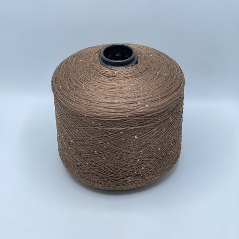 Бобинная пряжа, Linette Pailletes, 450м, 80% Лен, 20% Полиэстер(пайетка), Светло-коричневый+пайетка. 39435