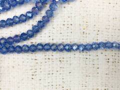 Бусины граненые Рондель, d 6 мм, (1уп=10нитей), тёмно-голубой