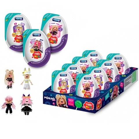 РОБЛОКСЕРЫ KVINKA, ЖЕНЯША, КОРЖИК, FIL1KTOP, БАБКА ШОУ FRUITLS MAXI Карамель в пластиковом яйце с подарком 1кор*6бл*8шт, 11г.