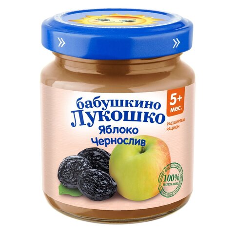 Пюре из яблока и чернослива Бабушкино Лукошко 100 г. (5+ мес.)