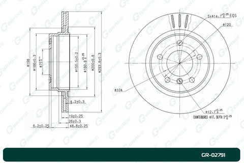 Диск тормозной G-brake  GR-02791