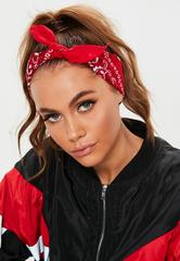 Бандана красная пейсли огурцы