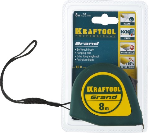 KRAFTOOL Grand 8м х 25мм, Рулетка (34022-08-25)