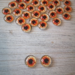 Глазки стеклянные круглые клеевые Желто-оранжевые 10мм (2шт)