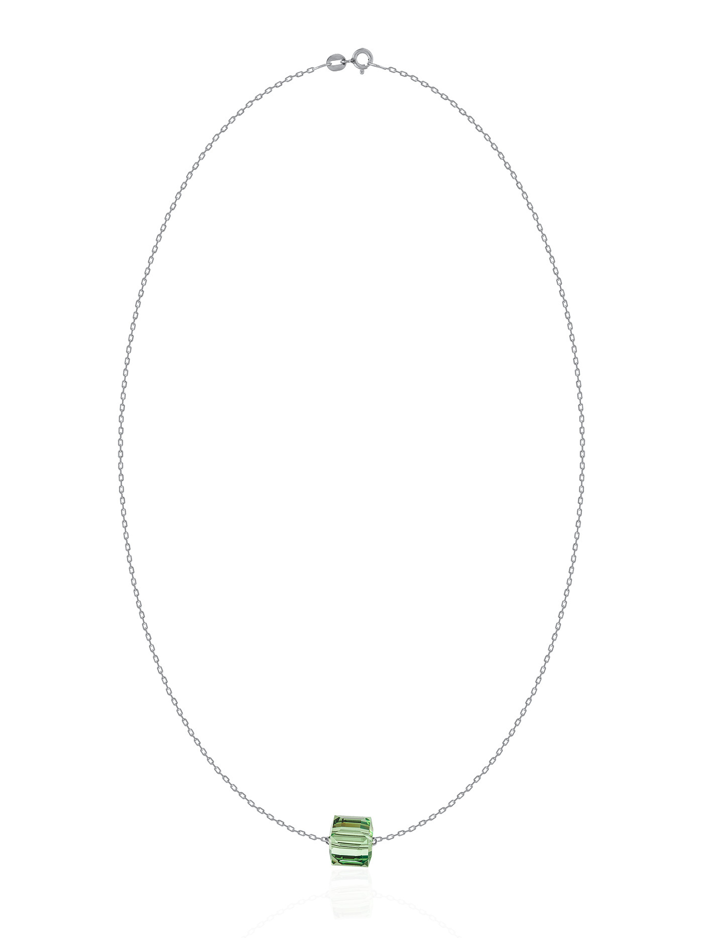 Серебряный чокер на шею с зеленым кристаллом Swarovski