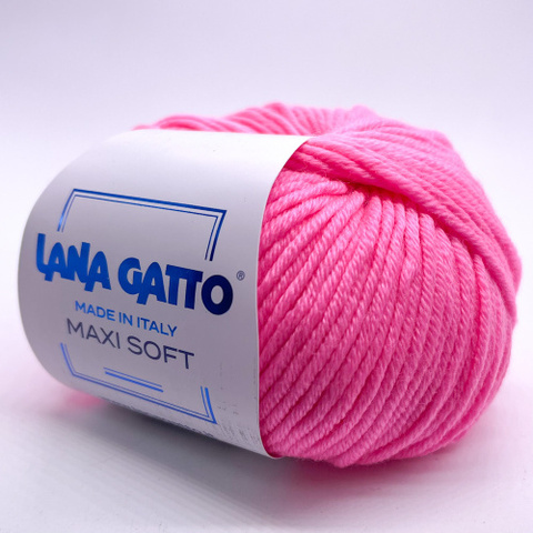 Пряжа Lana Gatto Maxi Soft 14473 розовый неон