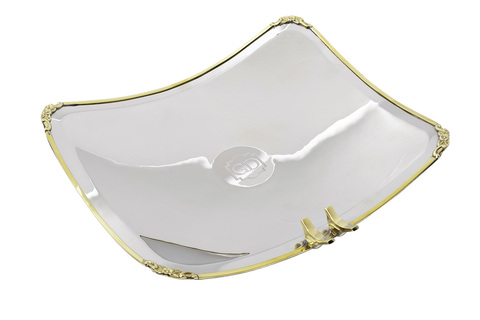 Блюдо прямоугольное 32x25x5см Garda Decor Birds на ножках нержавеющая сталь