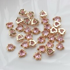 Подвеска Сердце с фианитом 13*11 мм, розовый, позолота, П355
