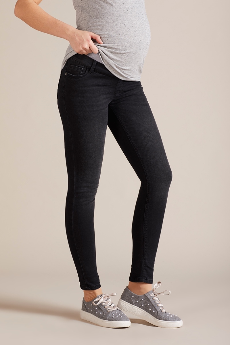 Фото джинсы для беременных GEBE, укороченные, широкий бандаж, зауженные от магазина СкороМама, серый, размеры.