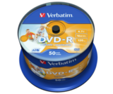 Оптический диск Verbatim DVD-R 4.7GB 16X AZO Wide Inkjet Printable No ID Brand, Spindle, 50 шт