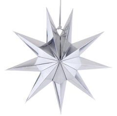 Бумажная звезда, 30 см, 9-конечная, Серебро