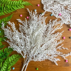 Букет снежной мимозы, искусственная зелень, цвет Белый, слегка пушистый, 39 см, набор 2 букета