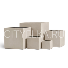 Кашпо TREEZ Effectory - Beton - Куб - Белый песок