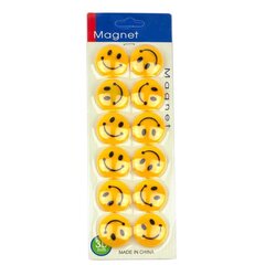 
          Магниты для доски Alingar "Smile", 30мм.,12шт в наборе, круглые, желтые, 7,5*21,5, европодвес