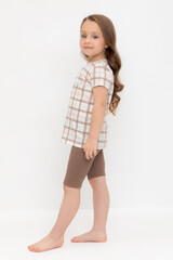 пижама  для девочки  КП 1643/сосновая кора,шотландская клетка