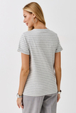 Футболка для беременных и кормящих 18072 серый меланж-белая полоса