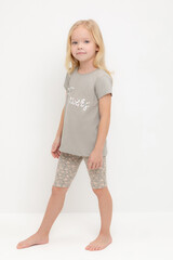 пижама  для девочки  К 1647-1/пыльно-оливковый,полевые цветы